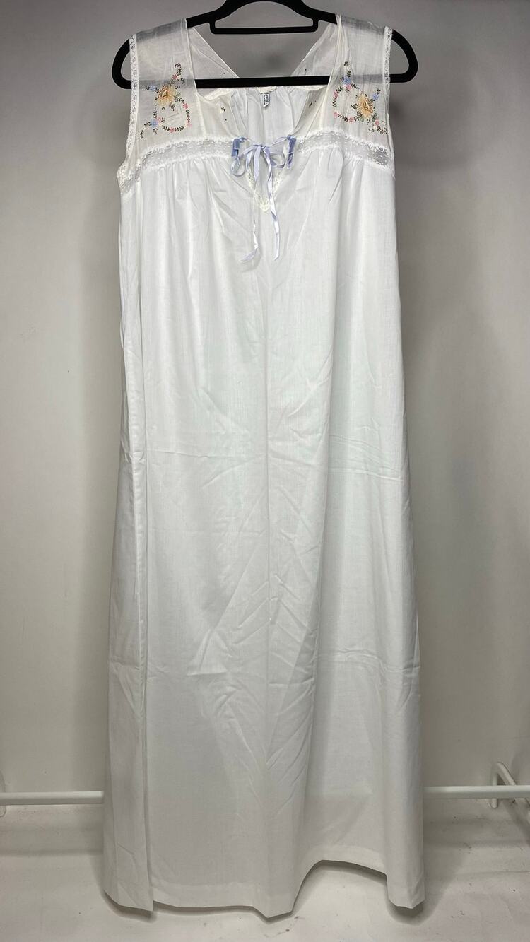 VTG Bert Yelin for Iris Nightgown White Embroidered Maxi Sleep Women's Medium